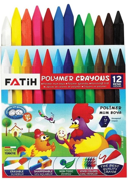 Mum Pastel Boya Polymer Crayons Kısa 12 Renk 50110/F