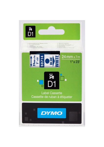 D1 Şerit Standart 24 Mmx7 mt Beyaz Üzerine Mavi 53714