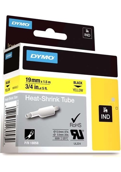 Rhinopro Isıyla Küçülen Şerit 19 Mmx1,5 M Sarı/siyah 18058