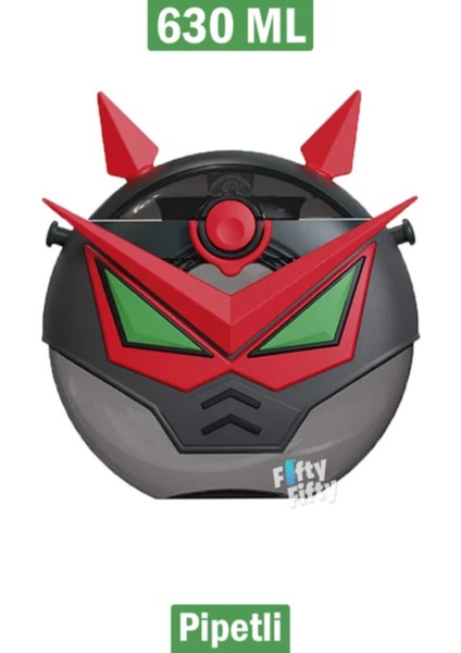 Cocosmile Özel Kutulu 630 ml Pipetli Robot Temalı Tritan Su Matarası Boyun Askılı