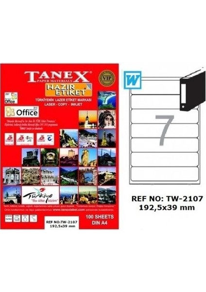 Laser Etiket 100 Yp 192.5X39 Laser-Copy-Inkjet TW-2107