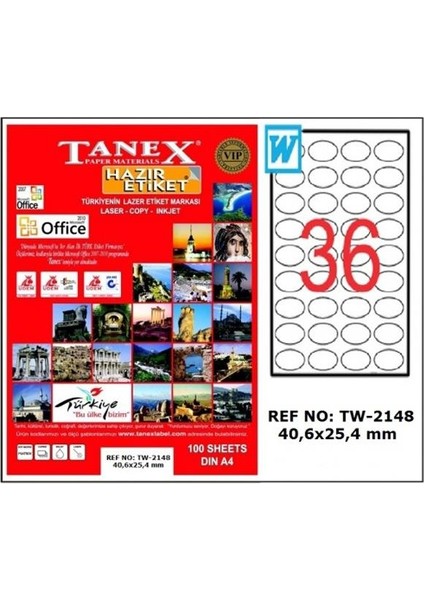 Laser Etiket 100 Yp 40X25 mm Laser-Copy-Inkjet TW-2148