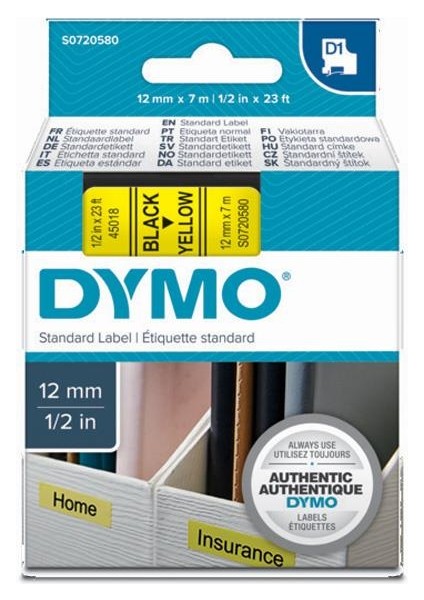 D1 Şerit Standart 12 Mmx7 mt Sarı Üzerine Siyah 45018 S0720580