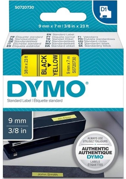 D1 Şerit Standart 9 Mmx7 mt Sarı Üzerine Siyah 40918 S0720730