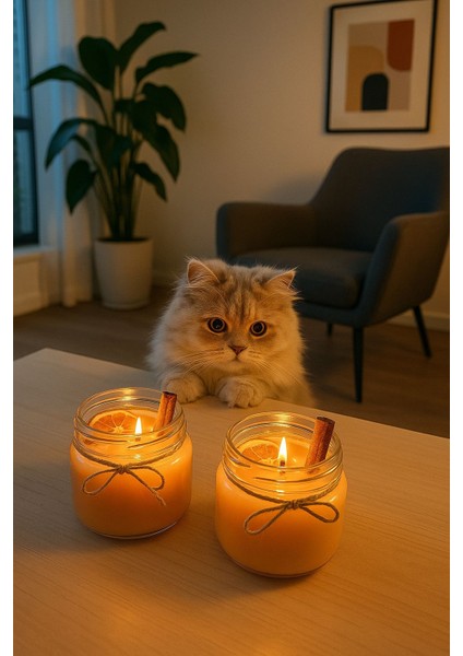 Likya Aromaterapi El Yapımı Doğal Mum 330 gr | Portakal, Tarçın, Sandal Ağacı Aromalı – Soya Wax