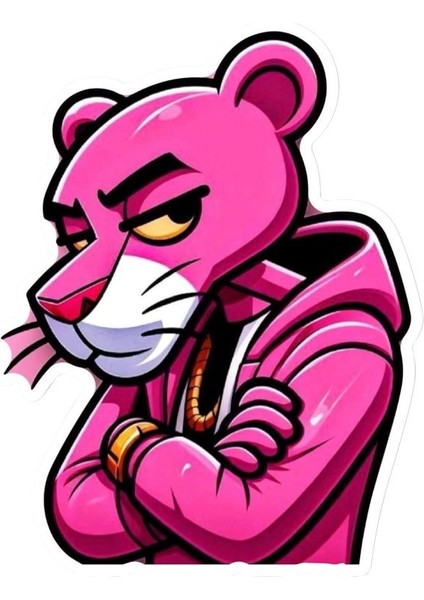 Pembe Panter Motorsiklet,cam, Laptop, Kask, Araba Sticker 15X12 cm