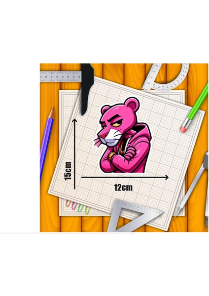 Pembe Panter Motorsiklet,cam, Laptop, Kask, Araba Sticker 15X12 cm fiyatları