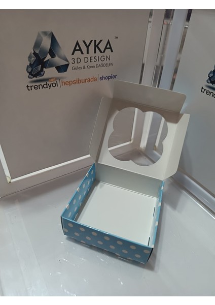 Mavi Puantiyeli Lokum Kutusu (8X8X3CM) 50'li modelleri