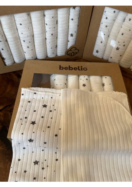 7’li Siyah Yıldız Desenli Bebek Ağız Mendili Seti