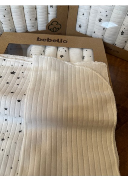 7’li Siyah Yıldız Desenli Bebek Ağız Mendili Seti