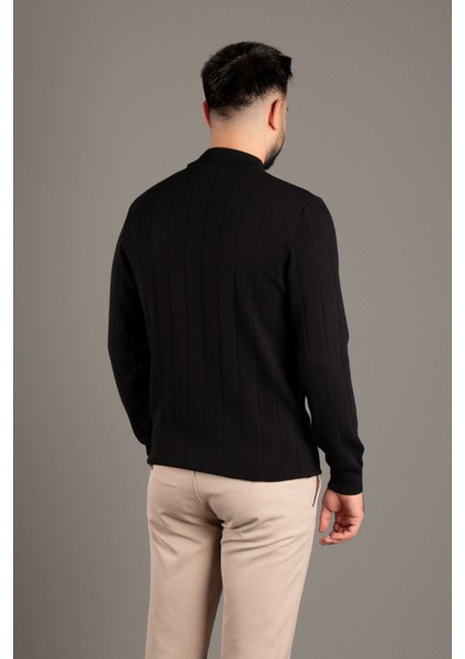 Erkek Siyah Desenli Balıkçı Triko modelleri