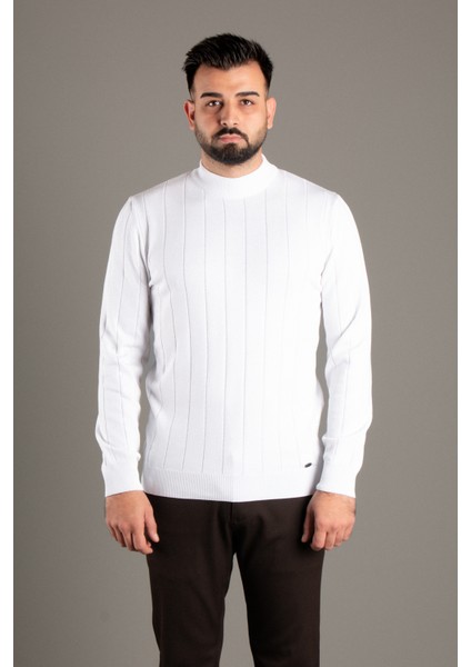 Erkek Beyaz Desenli Balıkçı Triko modelleri