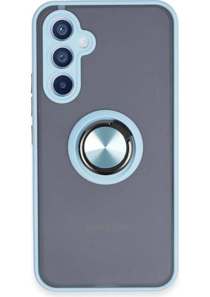 Samsung Galaxy A54 5g Kılıf Montreal Yüzüklü Silikon Kapak - Buz MAVI-(5796)