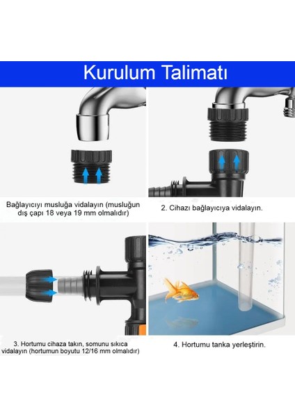 Akvaryum Yarı Otomatik Su Değiştirici Hızlı ve Kolay Su Değişimi Için Ideal Çözüm modelleri