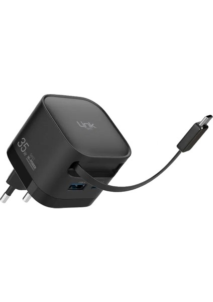 G855 Premium 35W Qc4.0 Gan Usb-A + Type-C Sabit Kablolu Şarj Aleti