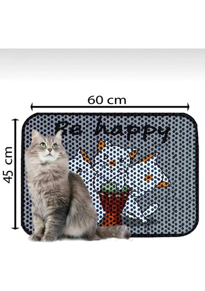 Elekli Tuvalet Önü Desenli Kedi Kumu Paspası | 45 x 60 cm | Kum Toplayıcı Kedi Halısı fiyatları