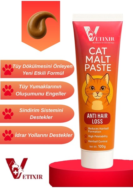 Tüy Dökülme Engelleyici, Tüy Yumağı ve Kusma Önleyici Multivitamin Kedi Malt Macun 100 gr modelleri