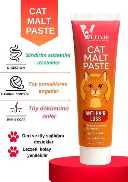 Tüy Dökülme Engelleyici, Tüy Yumağı ve Kusma Önleyici Multivitamin Kedi Malt Macun 100 gr fiyatları