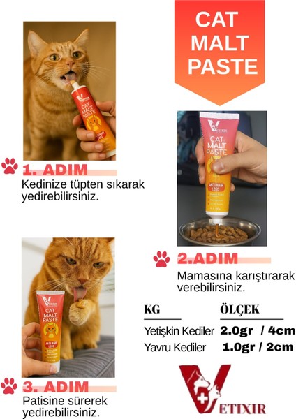Tüy Dökülme Engelleyici, Tüy Yumağı ve Kusma Önleyici Multivitamin Kedi Malt Macun 100 gr fırsatları