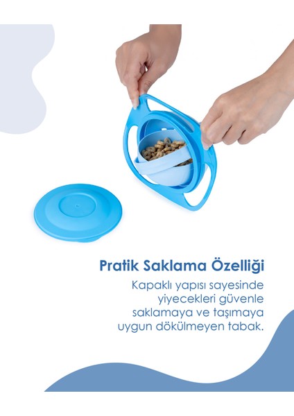 Babyjem Dökülmeyen Bebek Mama Tabağı - 360 Derece Döner Kapak, 250 ml, 6 Aydan İtibaren, Bulaşık Makinesinde Yıkanabilir