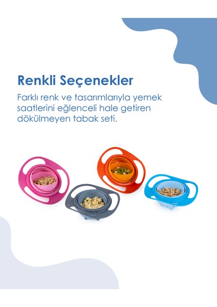 Babyjem Dökülmeyen Bebek Mama Tabağı - 360 Derece Döner Kapak, 250 ml, 6 Aydan İtibaren, Bulaşık Makinesinde Yıkanabilir