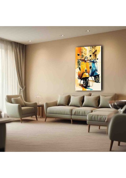 - Vintige Sarı ve Mavi Scooter Kanvastablosu fiyatları