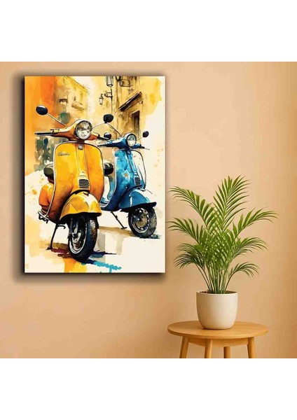 - Vintige Sarı ve Mavi Scooter Kanvastablosu modelleri