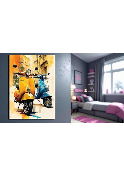 - Vintige Sarı ve Mavi Scooter Kanvastablosu fırsatları