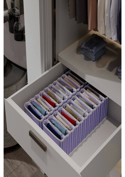 8 Bölmeli Dolap Ve Çekmece Içi Düzenleyici Akordiyon Organizer L-00517 (3 Adet)