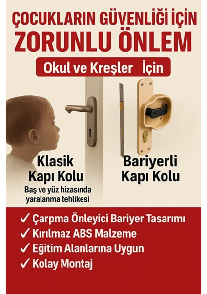 Bariyerli Plastik Kırılmaz Kapı Kolu Okul Kreş ve Eğitim Alanlarına Uygun fırsatları