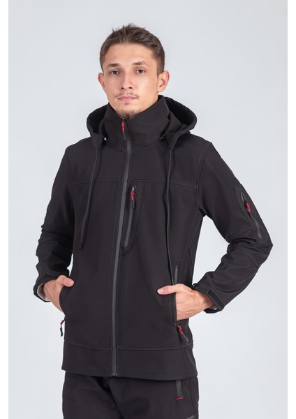 Suya Dayanıklı Slim Fit Softshell Kapüşonlu Erkek Mont
