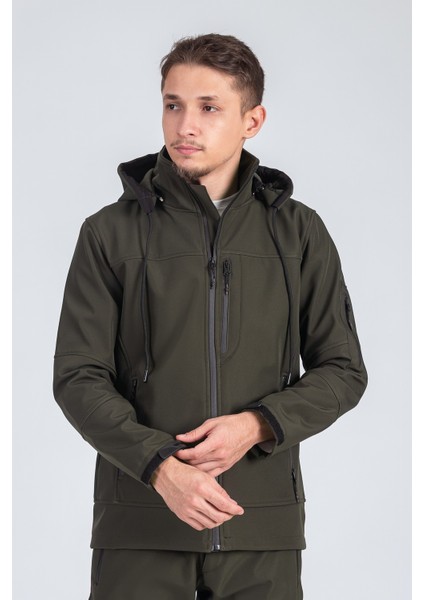Suya Dayanıklı Slim Fit Softshell Kapüşonlu Erkek Mont