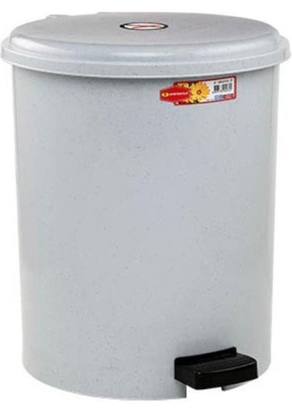 SY-4232 Gri Pedallı Yuvarlak Çöp Kovası Iç Kovalı 25 Litre