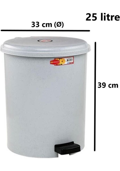 SY-4232 Gri Pedallı Yuvarlak Çöp Kovası Iç Kovalı 25 Litre fiyatları