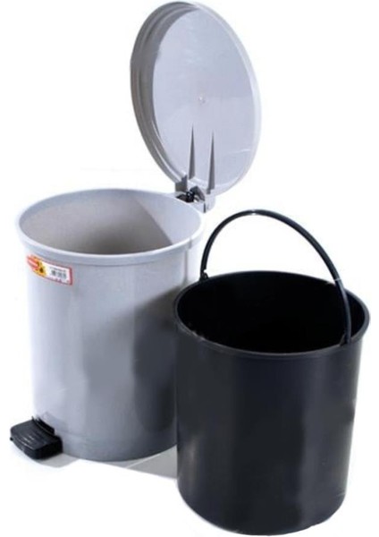 SY-4232 Gri Pedallı Yuvarlak Çöp Kovası Iç Kovalı 25 Litre modelleri