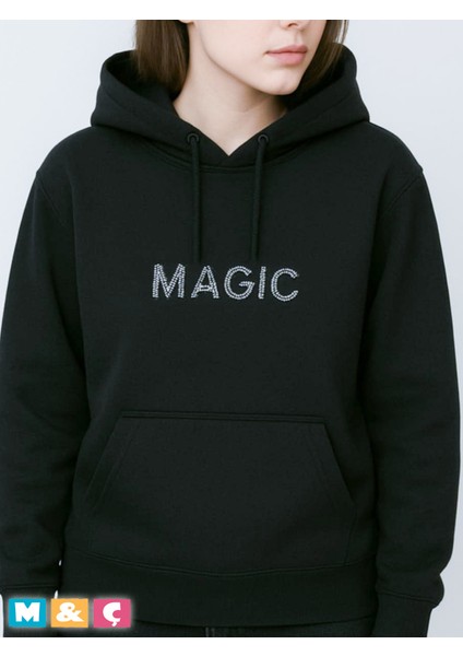 Kapüşonlu Mevsimlik 2 Iplik Büyük Beden Taşlı Özel Tasarım Sweatshirt