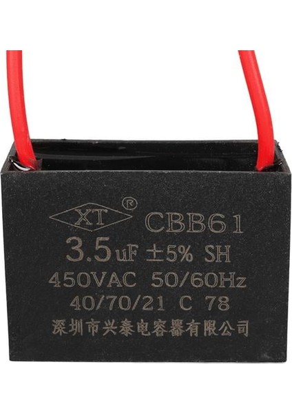 3.5uf 450VAC Siyah 10CM Kablolu Kare Tip Kutupsuz Kondansatör