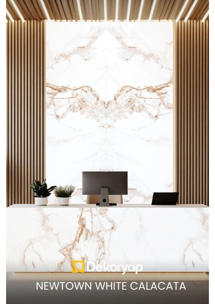 Newtown White Calacata Mermer Desenli Pvc Panel 122 x 244 cm fiyatları