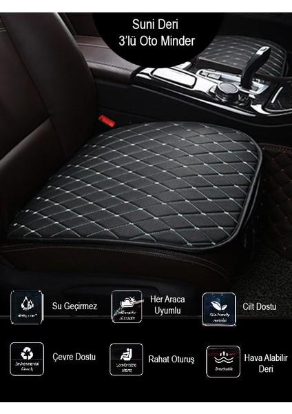 Renault Megane 4 2016 ve Sonrası Hb Ön ve Arka Takım Koltuk Minderi Siyah Deri Beyaz Dikişli fırsatları