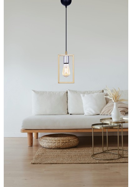 Kapris Tekli Sarkıt Avize – Sarı, Gümüş Detaylı, Modern Dikdörtgen Dekoratif Tasarım ( E27 Duy) modelleri