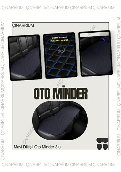 Volvo XC90 2014 Ön ve Arka Takım Koltuk Minderi Kılıf Siyah Suni Deri Mavi Dikişli fiyatları