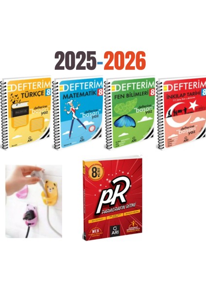 8. Sınıf Defterim Türkçe + Matematik Fen + Inkılap + Paragrafın Ritmi Soru Banka Set Fiş Tutuculu