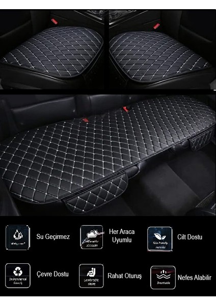 Nissan Primera P11.5 1999-2002 - Makyajlı Ön ve Arka Takım Koltuk Minderi Siyah Deri Beyaz Dikişli modelleri