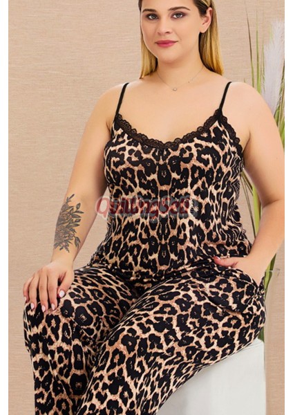 Somon Renk ve Desenli 110 Kısa Kollu Kadın Büyük Beden Anne Pijama Takımı fırsatları