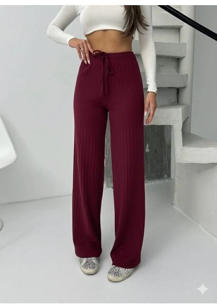 Fitilli Şardonlu Pantolon Bordo A4058