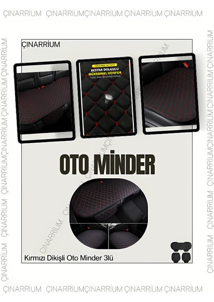 Nissan Pathfinder R51 2004-2012 - 4 Parça Ön ve Arka Takım Koltuk Minderi Siyah Deri Kırmızı Dikişli fiyatları