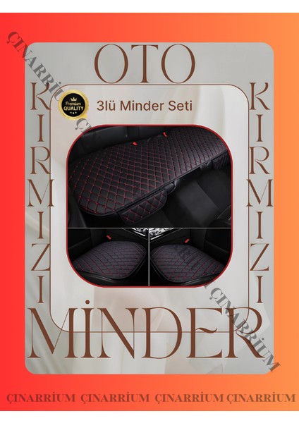 Nissan Pathfinder R51 2004-2012 - 4 Parça Ön ve Arka Takım Koltuk Minderi Siyah Deri Kırmızı Dikişli