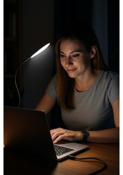 Bilgisayar USB LED Okuma Lambası 14 LED 3 Kademe Dokunmatik Kısılabilir Işık 360° Esnek Kuğu Boynu