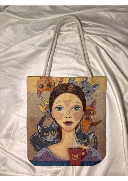 Dokuma Goblen Heybe Kız&kedi Çanta modelleri