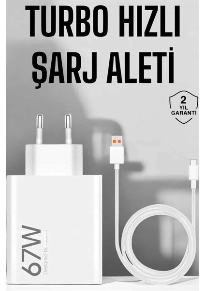 Şarj Aleti 67W Hızlı Şarj Turbo Type-C Uyumlu Şarj Adaptörü Kablosu fiyatları